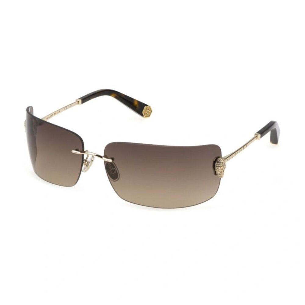Philipp Plein Sunglasses Rectangle Rimless, Rose Gold Frame and Grey Gradient